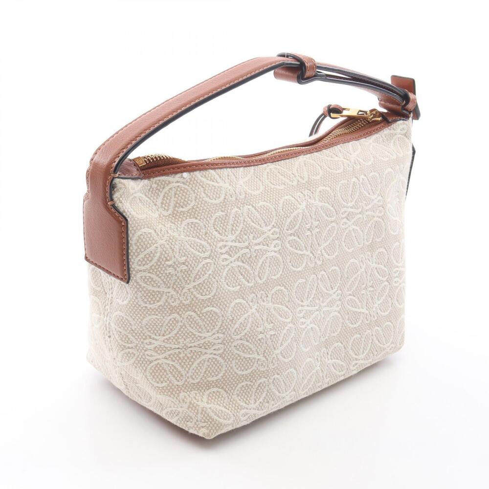 Loewe brown CUBI beige canvas leather Handbag ANAGRAM Brown Tan